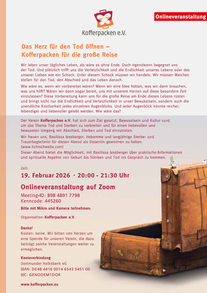 Du betrachtest gerade Das Herz für den Tod öffnen – Kofferpacken für die große Reise